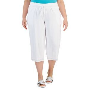 Plus Size Gauze Cropped Pants